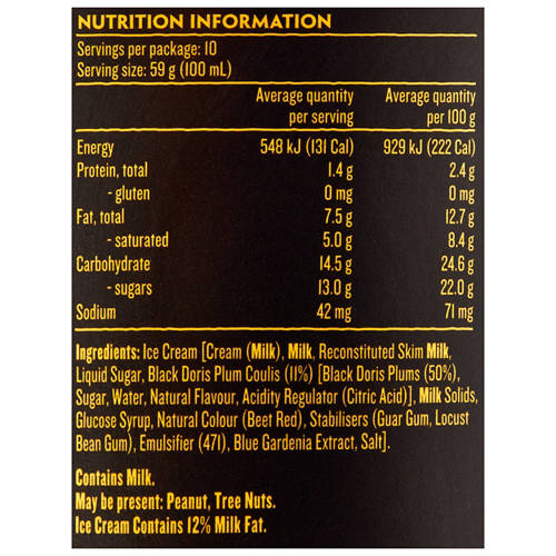 Black Doris Plum Icecream 1L